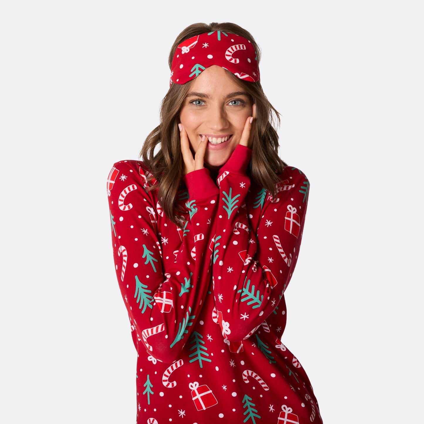 Rotes Weihnachtsmuster Schlafmaske - Stilzeits