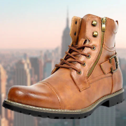 Herren Leder Motorradstiefel - Douwe