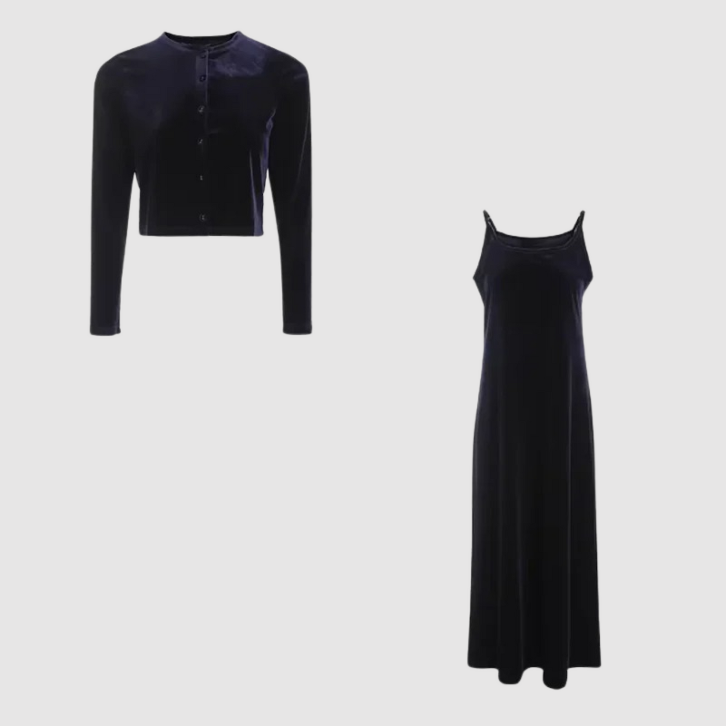 Stilzeits | Weste und Kleid Satz mit Samtträgern