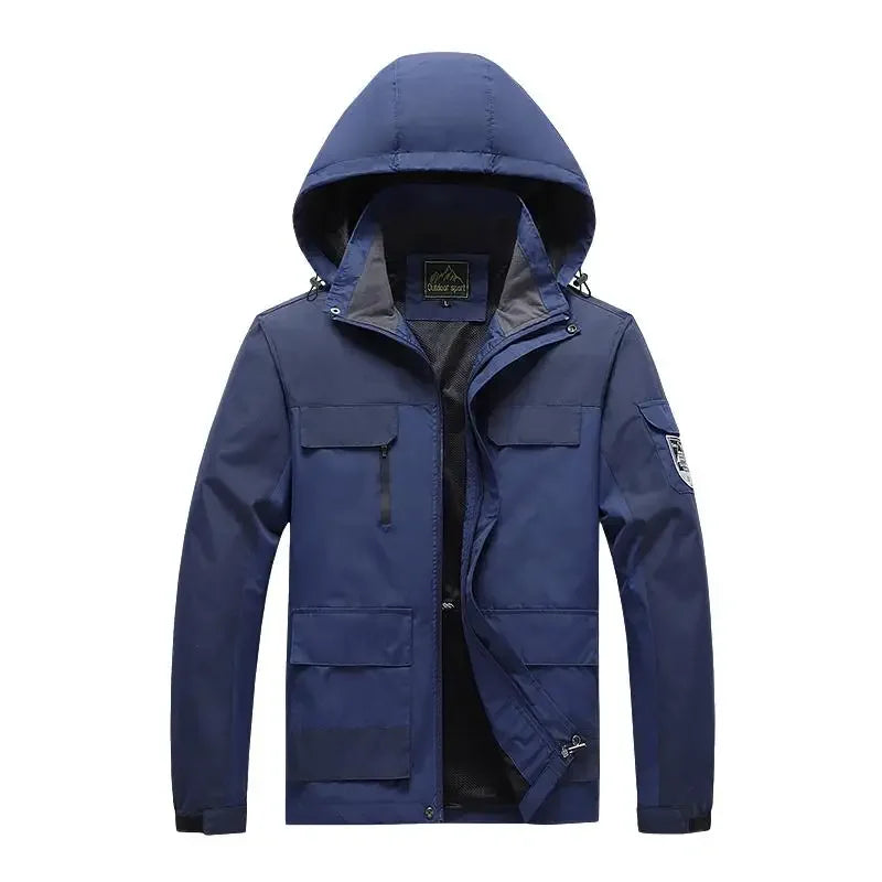 Zachary Herren Windbreaker mit Kapuze, wasserdicht, Übergröße