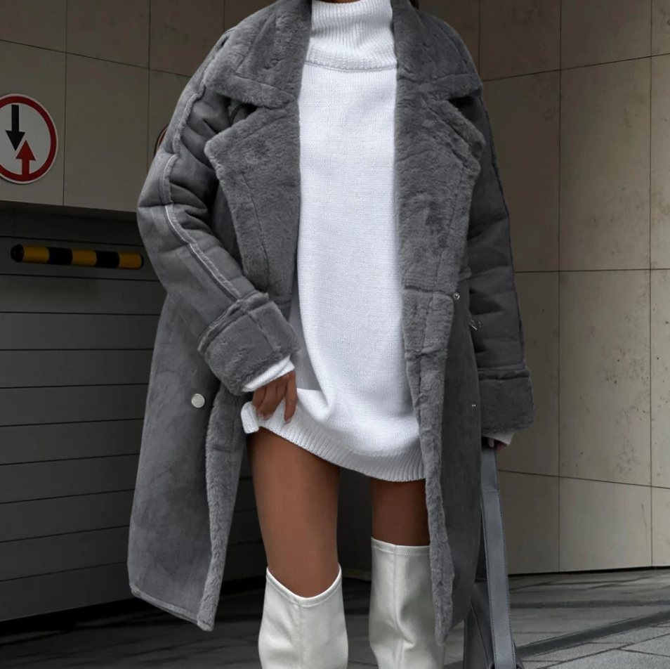 Stilzeits | Elegante Lange Plüschjacke für Damen