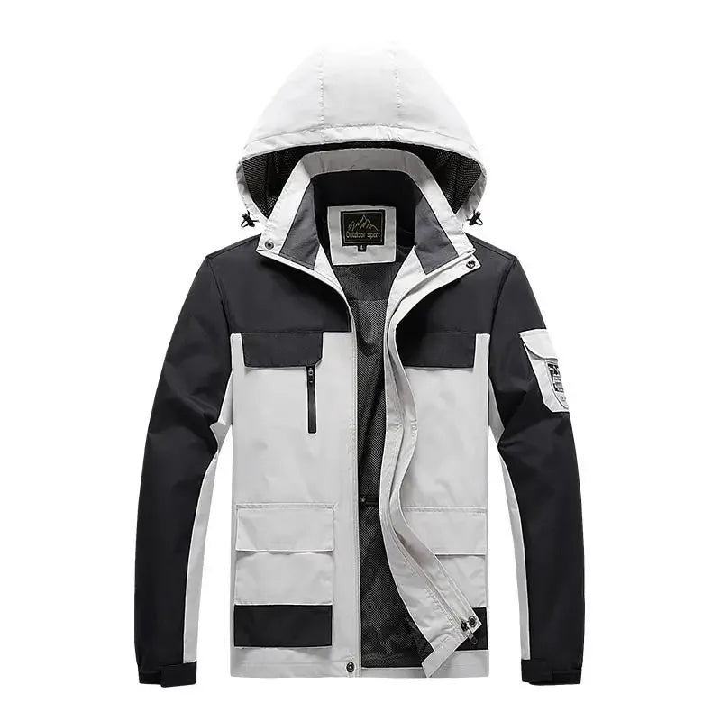 Zachary Herren Windbreaker mit Kapuze, wasserdicht, Übergröße