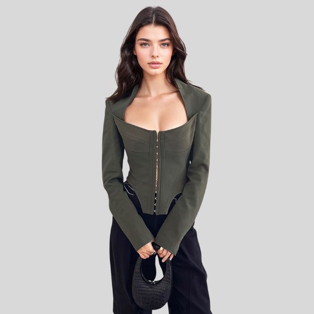 Blazer mit modernen Ausschnitten und Hakenverschluss