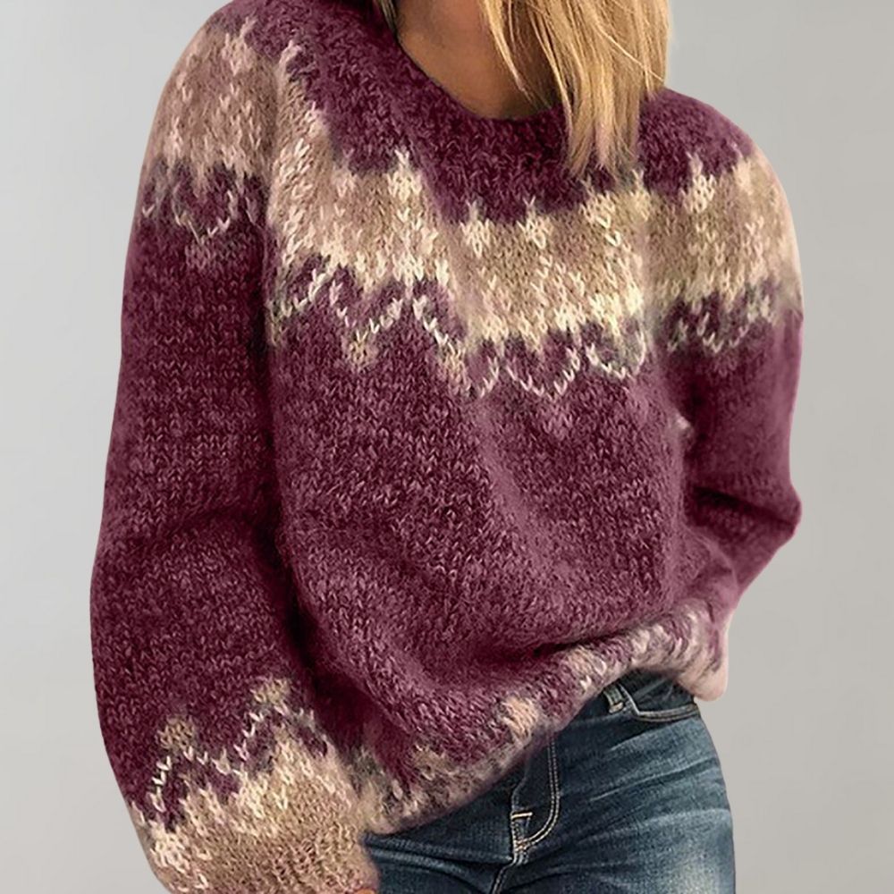 Damen Gestrickter Pullover | Rundhalsausschnitt