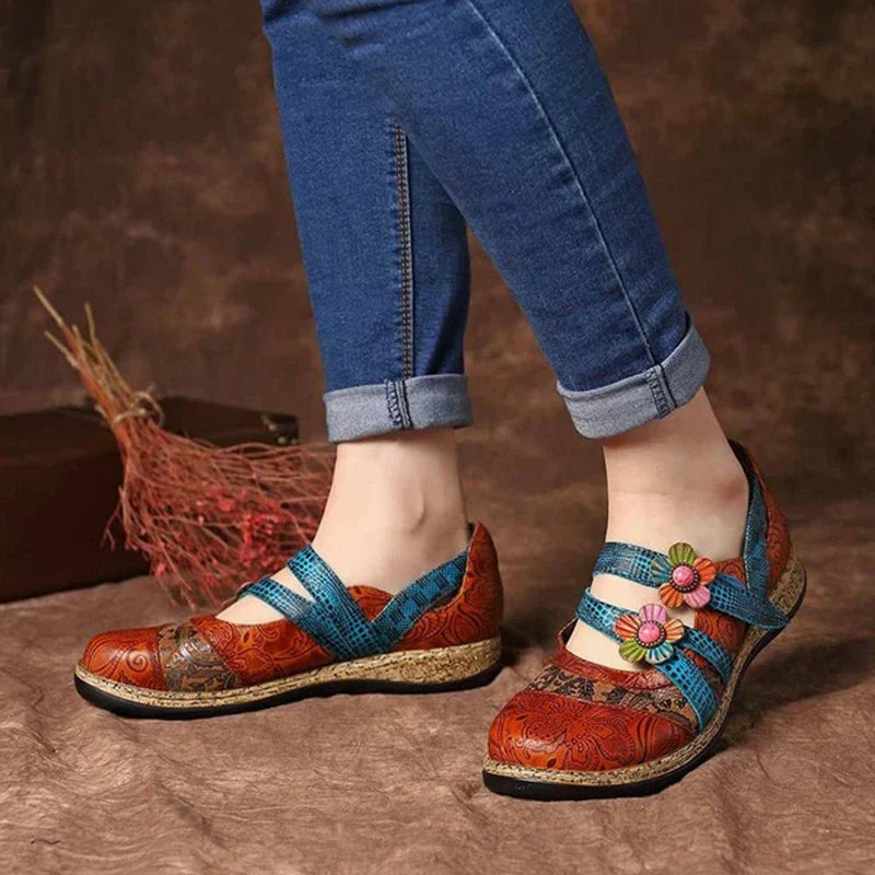 Vintage Chloe Leder-Pantoletten im Bohemian-Stil