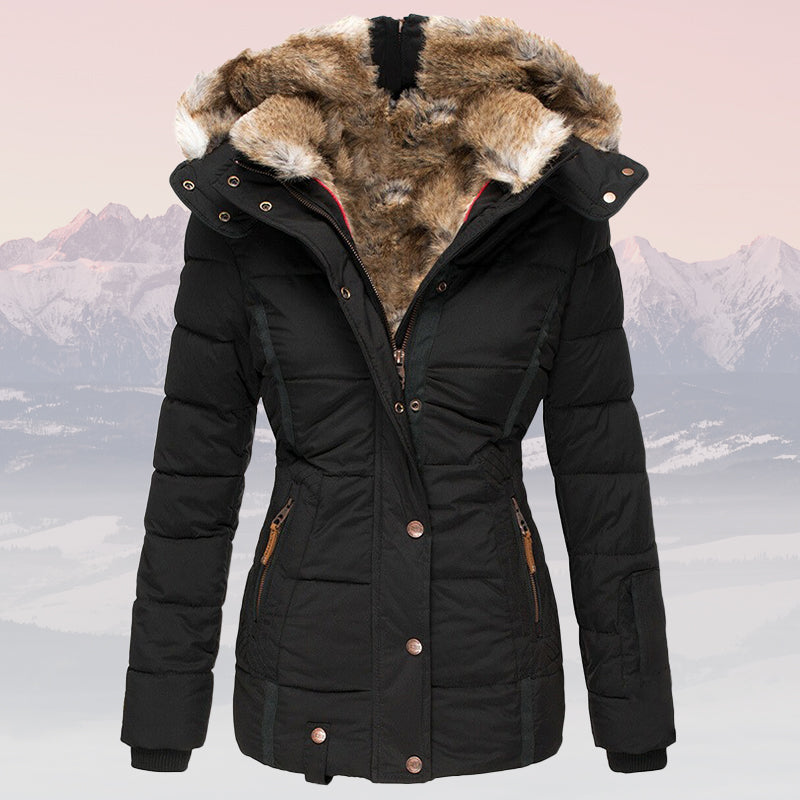 Stilzeits | Winter Warme Fellkragen Kapuzen-Daunenjacke - Isolierte Stilvolle Winterjacke