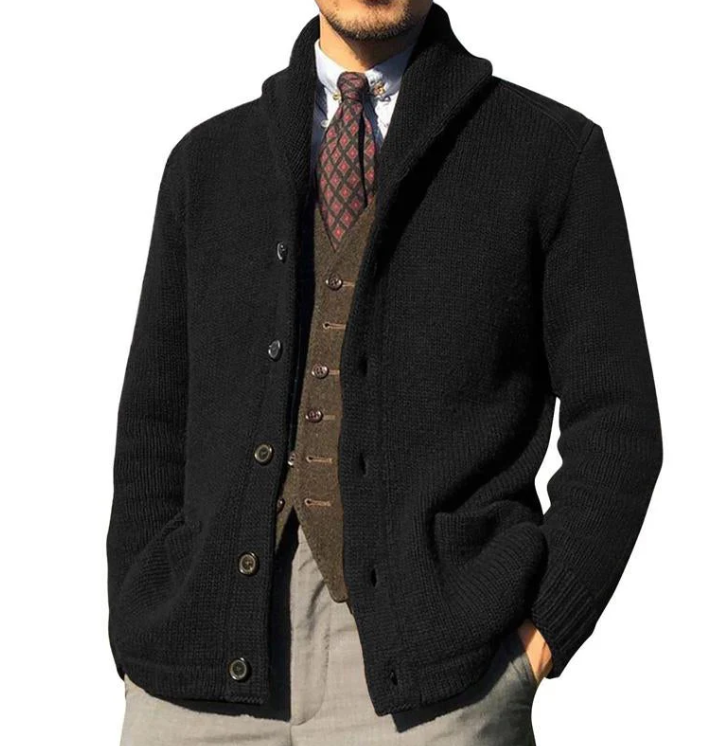 Klassische Herrenjacke aus Strick mit Knöpfen