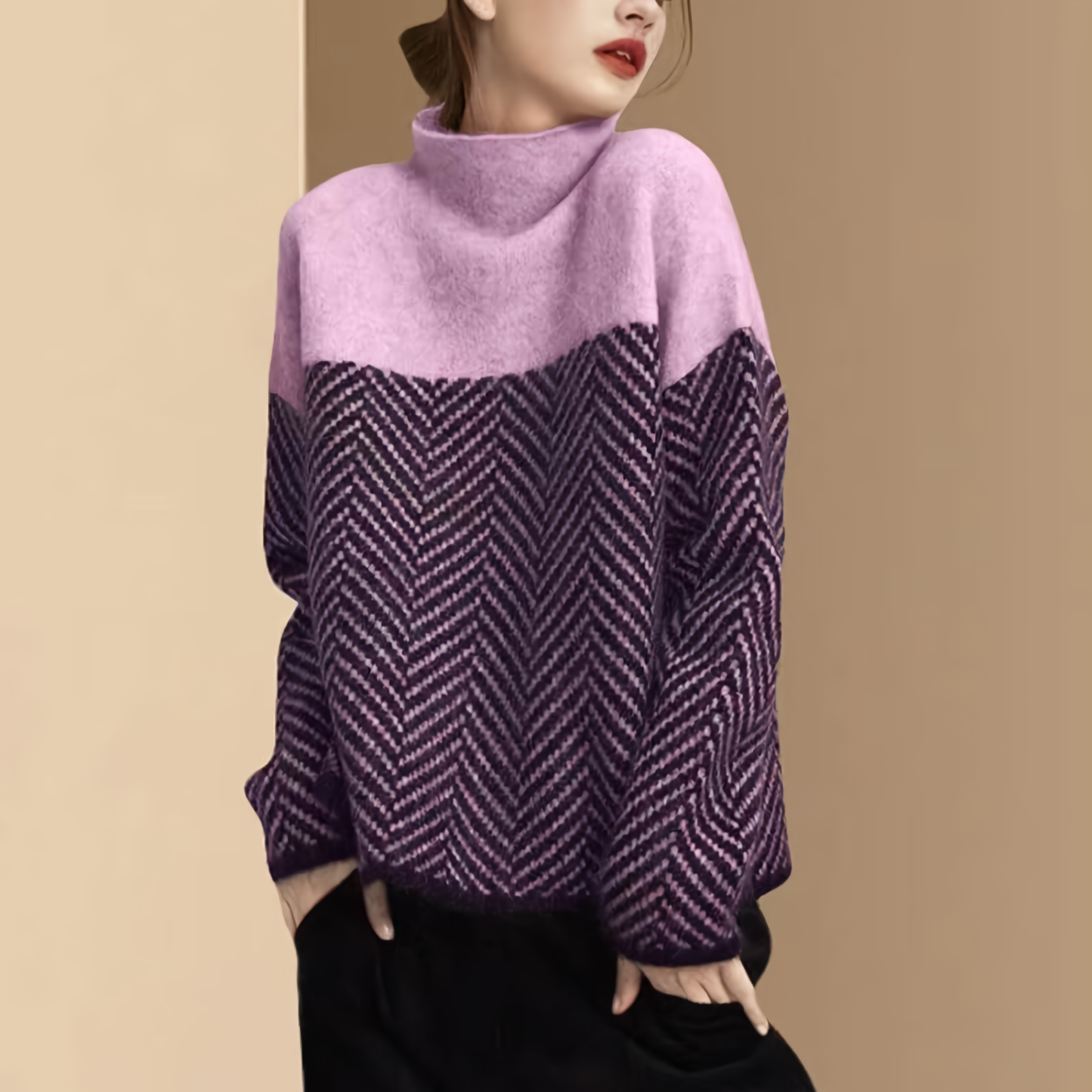 Warmer Pullover mit Streifen - Zora