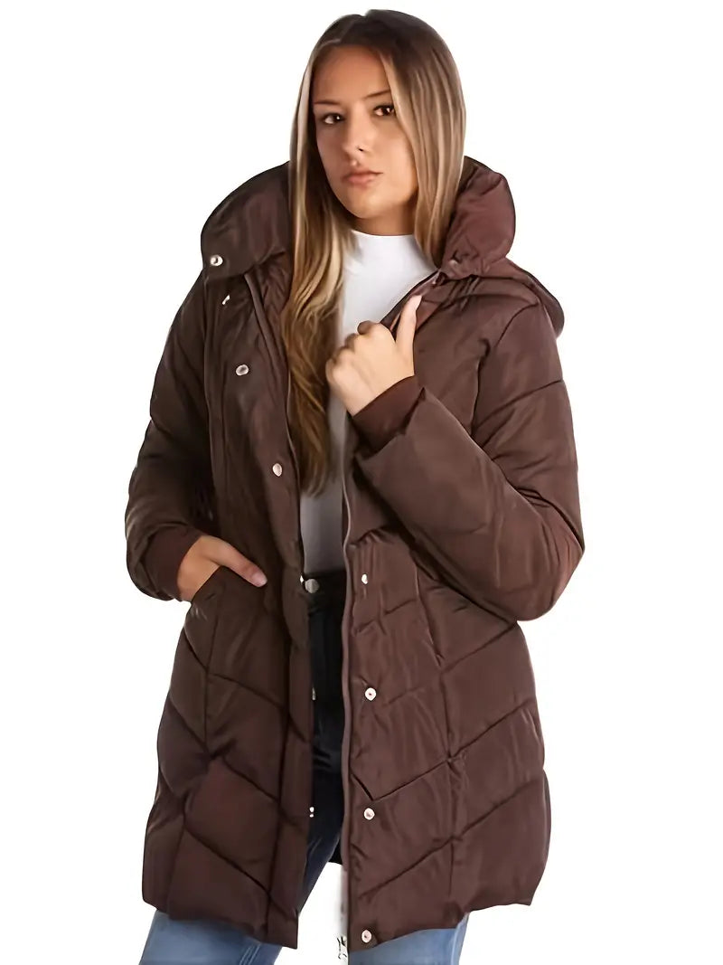 Übergroße Kapuzen-Steppjacke mit Reißverschluss von Keytharae aus Plüsch