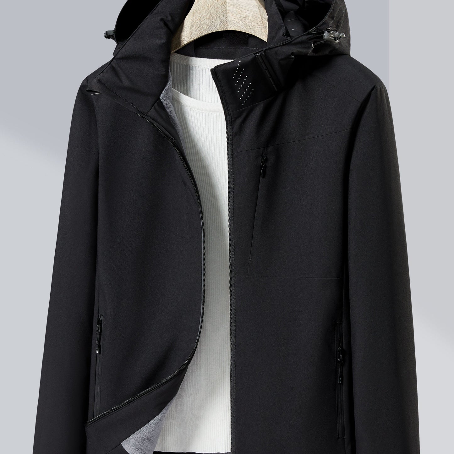 Stilzeits | Wasser- und Winddichte Außentasche mit Fleece-Futter und Kapuze