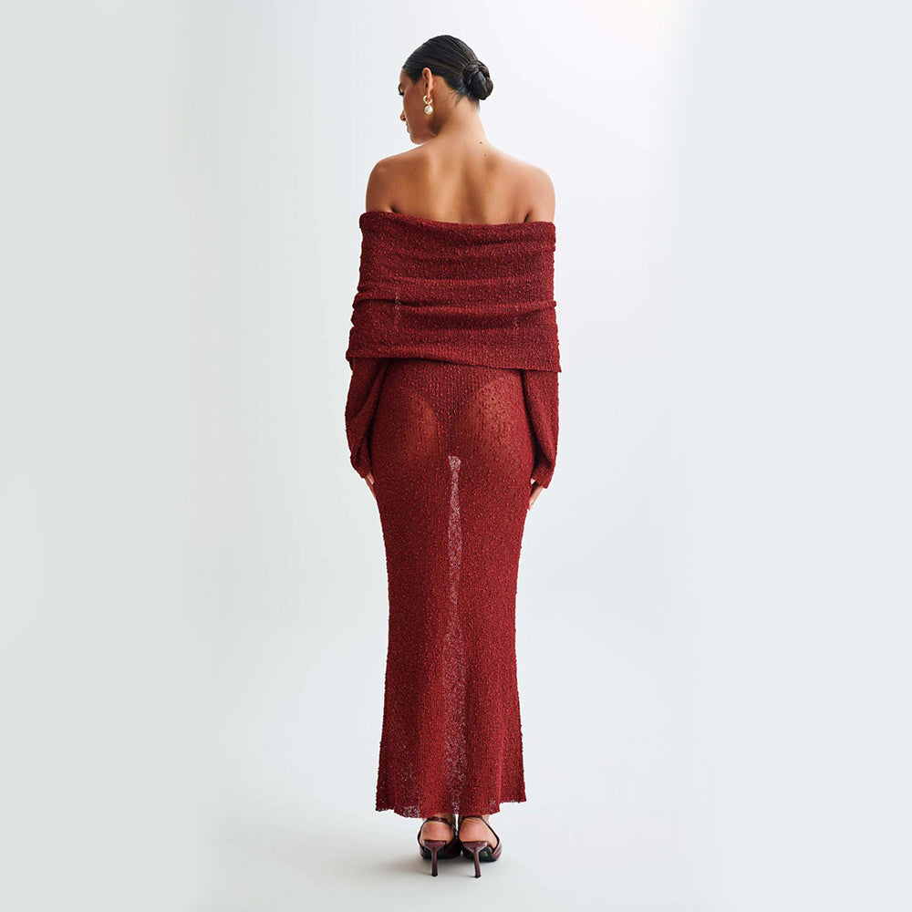 Fudus Damen Langarm-Strickkleid (einseitig)