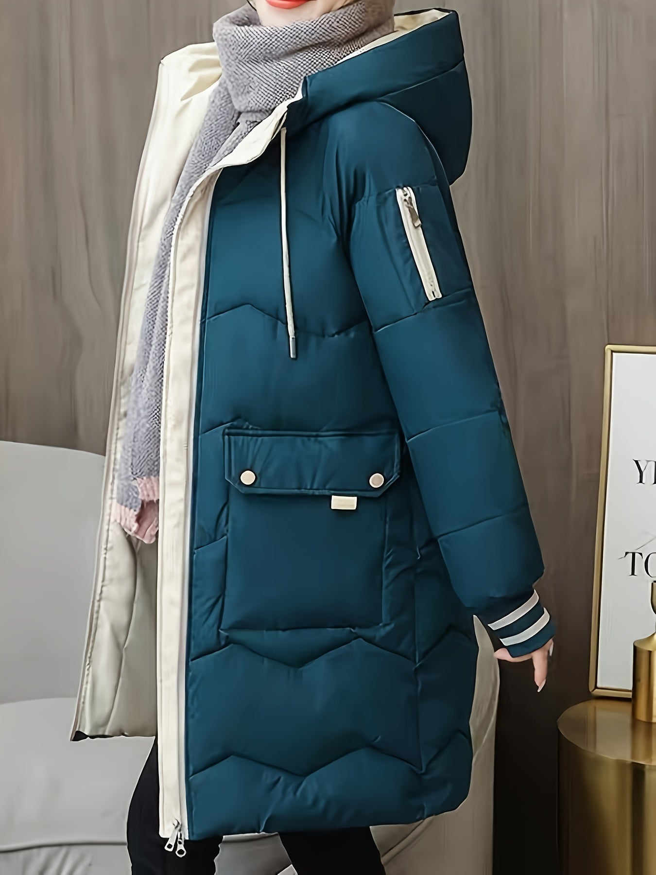 Stilzeits | Dicke, Lässige Winterjacke mit Taschen und Kapuze für Frauen Ideal für Herbst und Winter