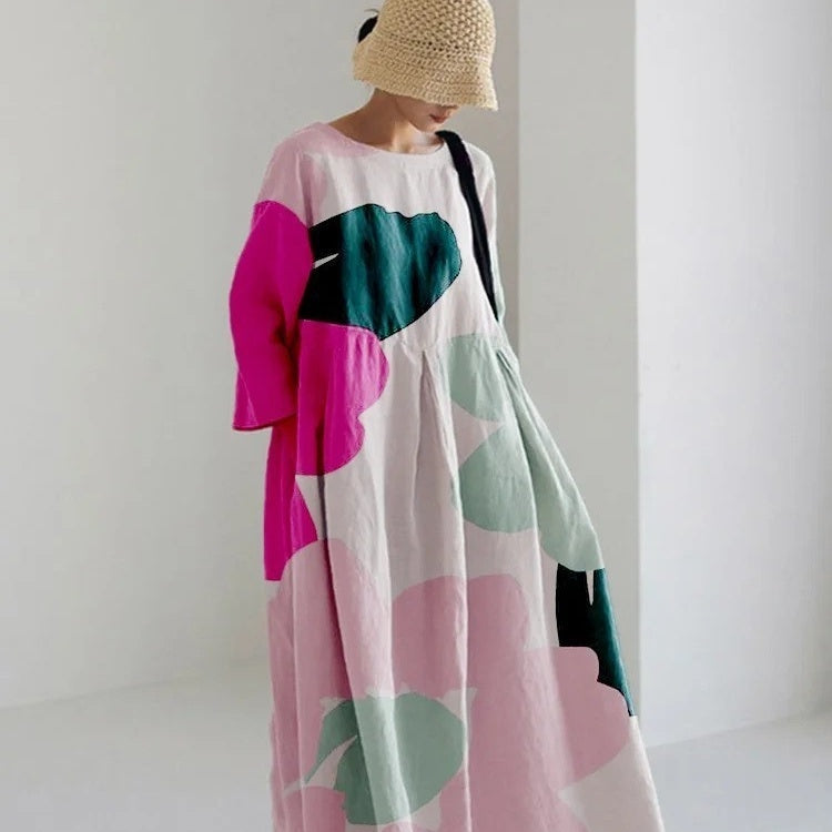 Baumwoll-Look Kleid mit 3D-Druck von Fudus