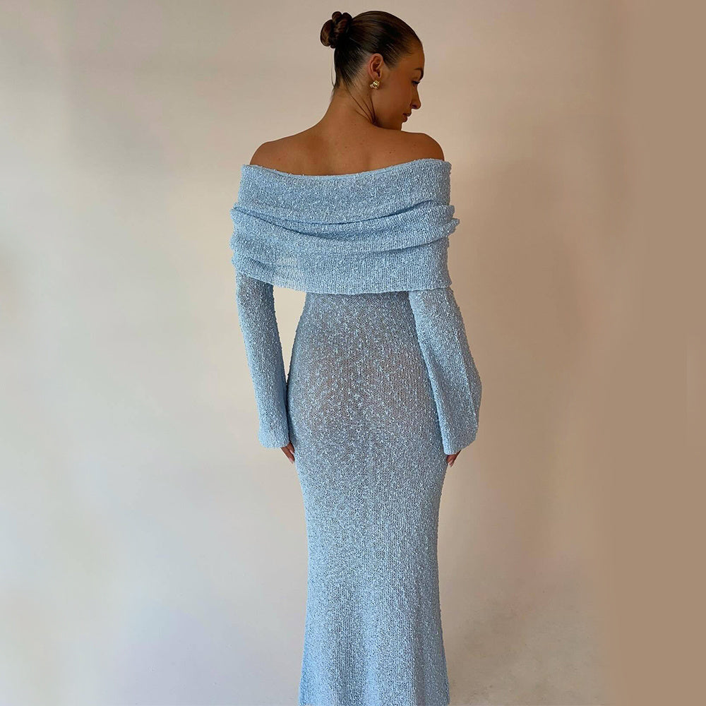 Fudus Damen Langarm-Strickkleid (einseitig)