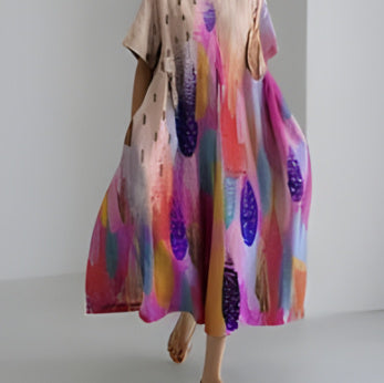 Baumwoll-Look Kleid mit 3D-Druck von Fudus