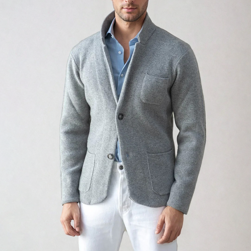 Herren Strick-Cardigan-Blazer – Ein-Knopf mit Entspanntem Schnitt