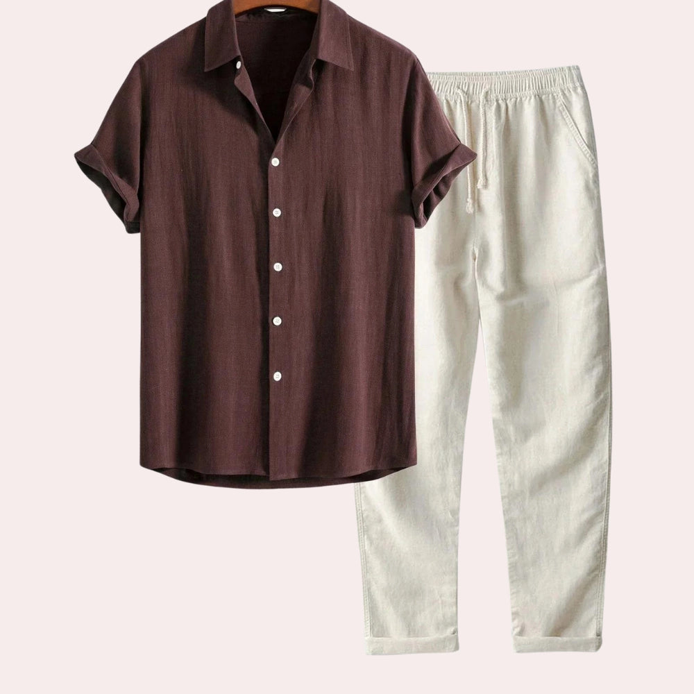 Sommerliches Herren-Set: Hose und Hemd von Alfred - elegant