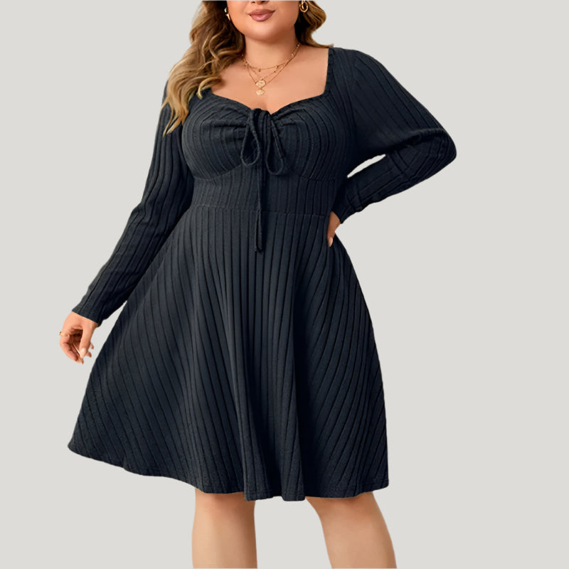 Thaliora® Damenstrickkleid mit Bindedetail