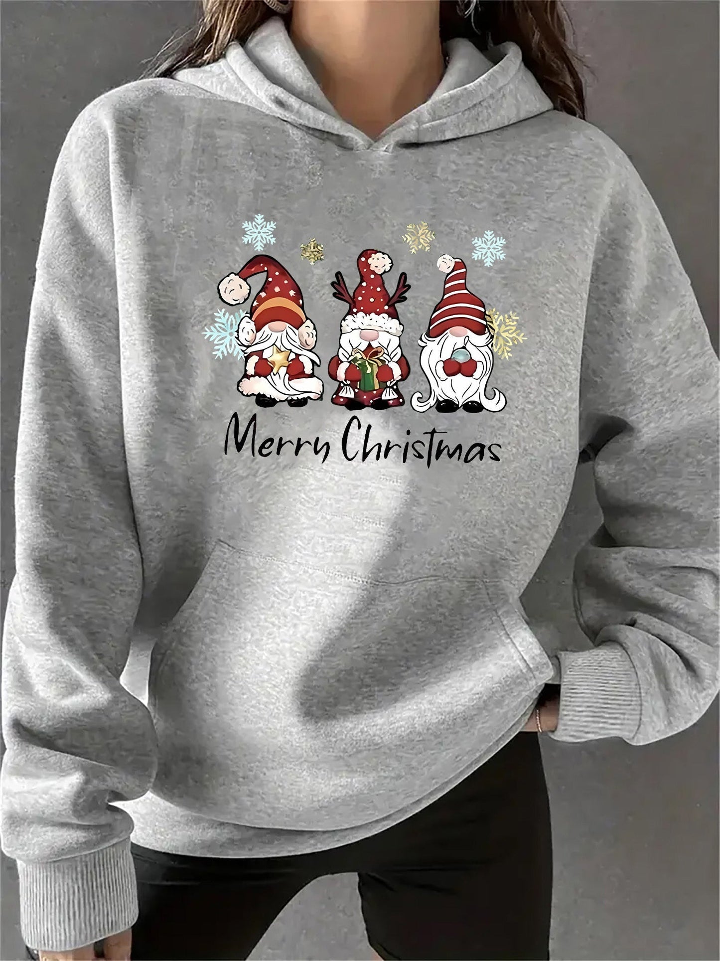 Stilzeits | Kapuzenpullover mit Weihnachtsdruck Baumwolle Weihnachtsmann Design