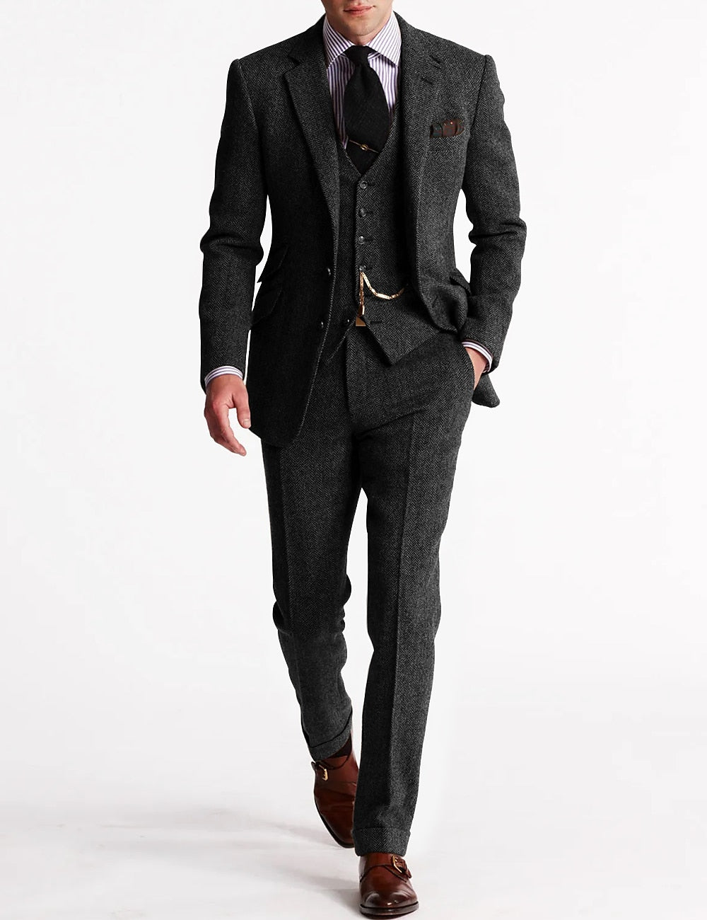 Klassische Tweed Herren Anzüge, dreiteilig