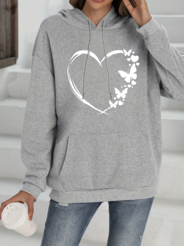 Stilzeits | Vibrant Hoodie mit Herzdruck Baumwolle Komfortabel