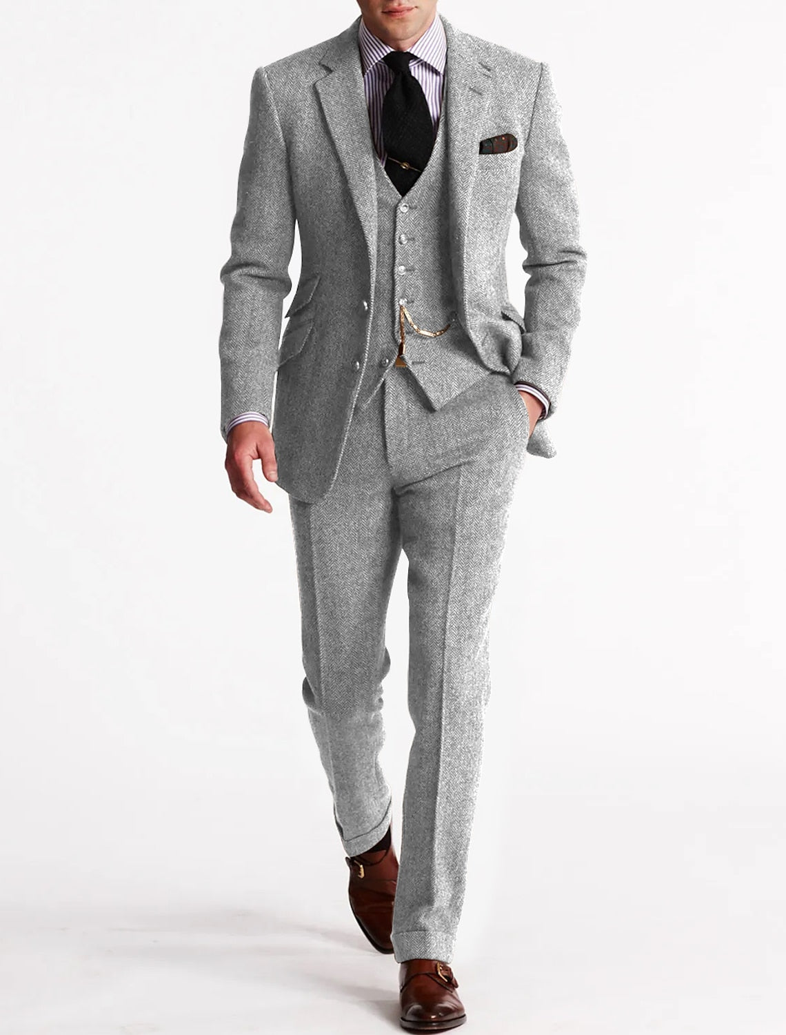 Klassische Tweed Herren Anzüge, dreiteilig