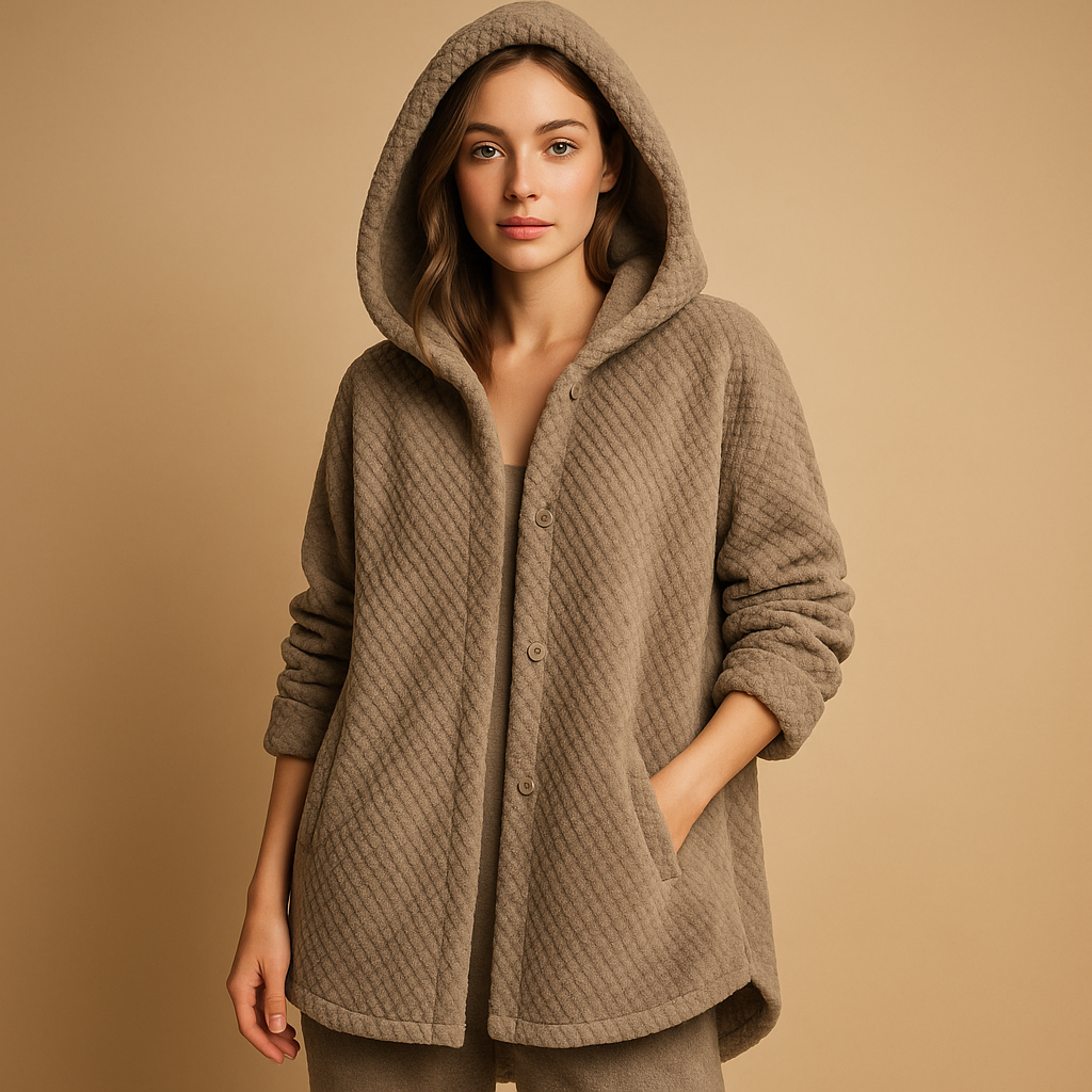 Stilzeits | Weiche Damen Teddyjacke mit Kapuze