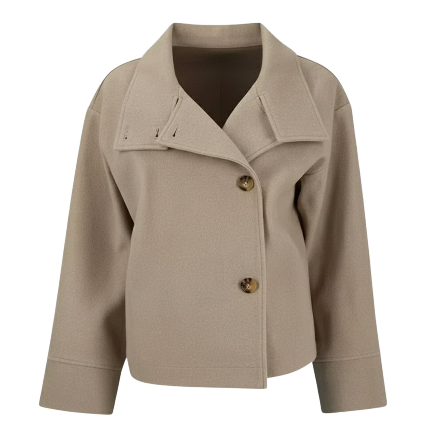 Damen Kurzmantel - Zweireihig mit Breitem Reverskragen