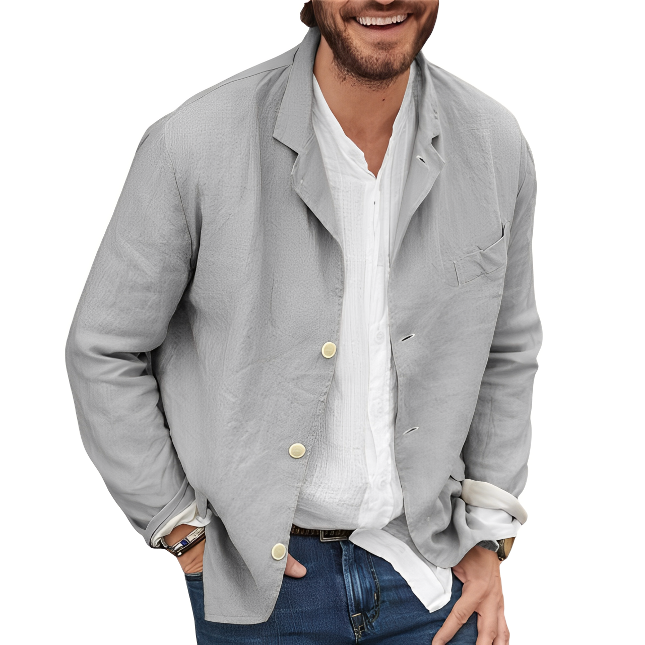 Stilvolle und bequeme Herren-Leinenjacke