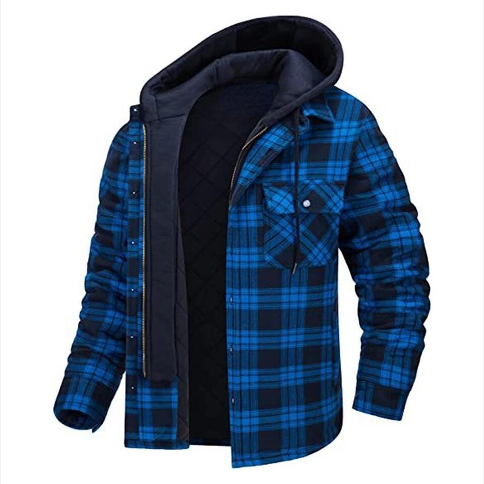 Wattierte Flanell-Shirtjacke mit Kapuze von Urenna