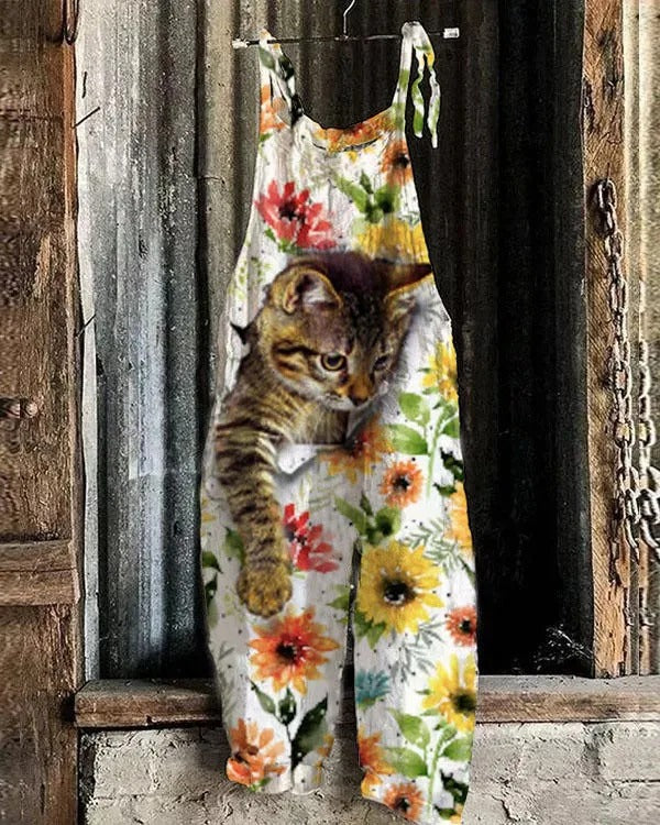 Vintage-Druck Jumpsuit aus Ruby