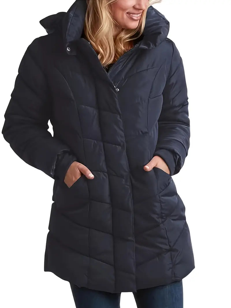 Übergroße Kapuzen-Steppjacke mit Reißverschluss von Keytharae aus Plüsch