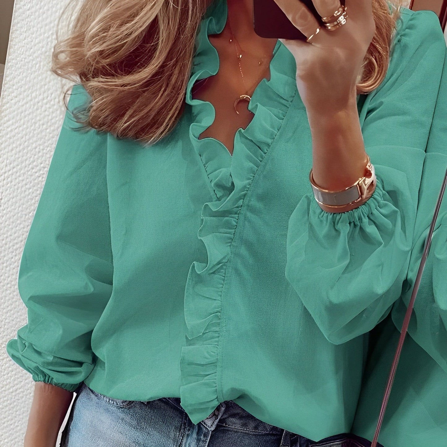 Thaddeus Blouse with Ruffled Collar