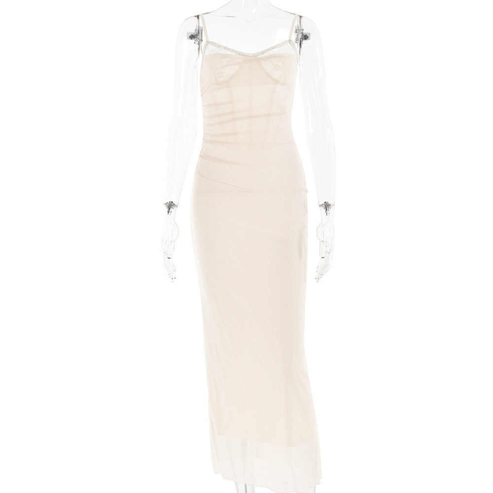 Langes Netzkleid mit Tube-Top von Fudus