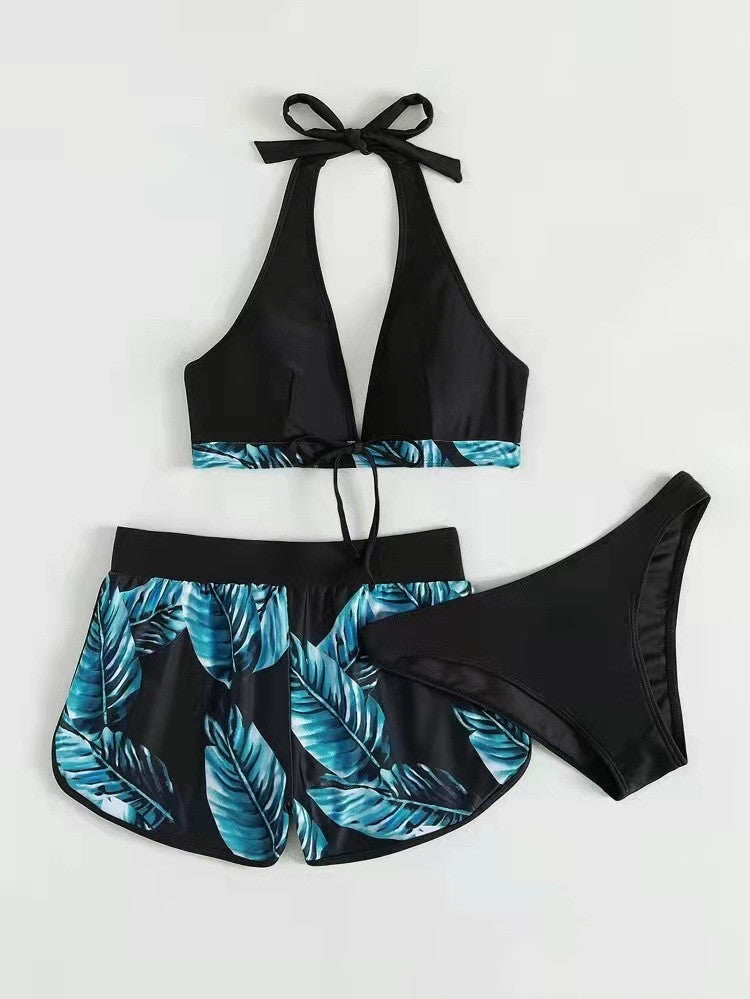 Damen Dreiteiliges Bikini mit Haltertop und passendem Shorts