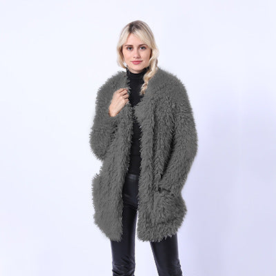 Damen Flauschiger Überwurf aus Kunstpelz Stilzeits
