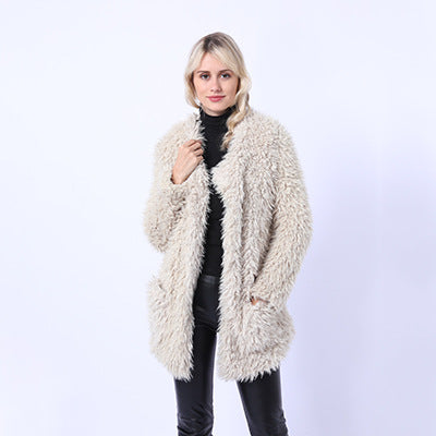 Damen Flauschiger Überwurf aus Kunstpelz Stilzeits