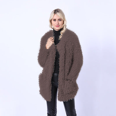 Damen Flauschiger Überwurf aus Kunstpelz Stilzeits