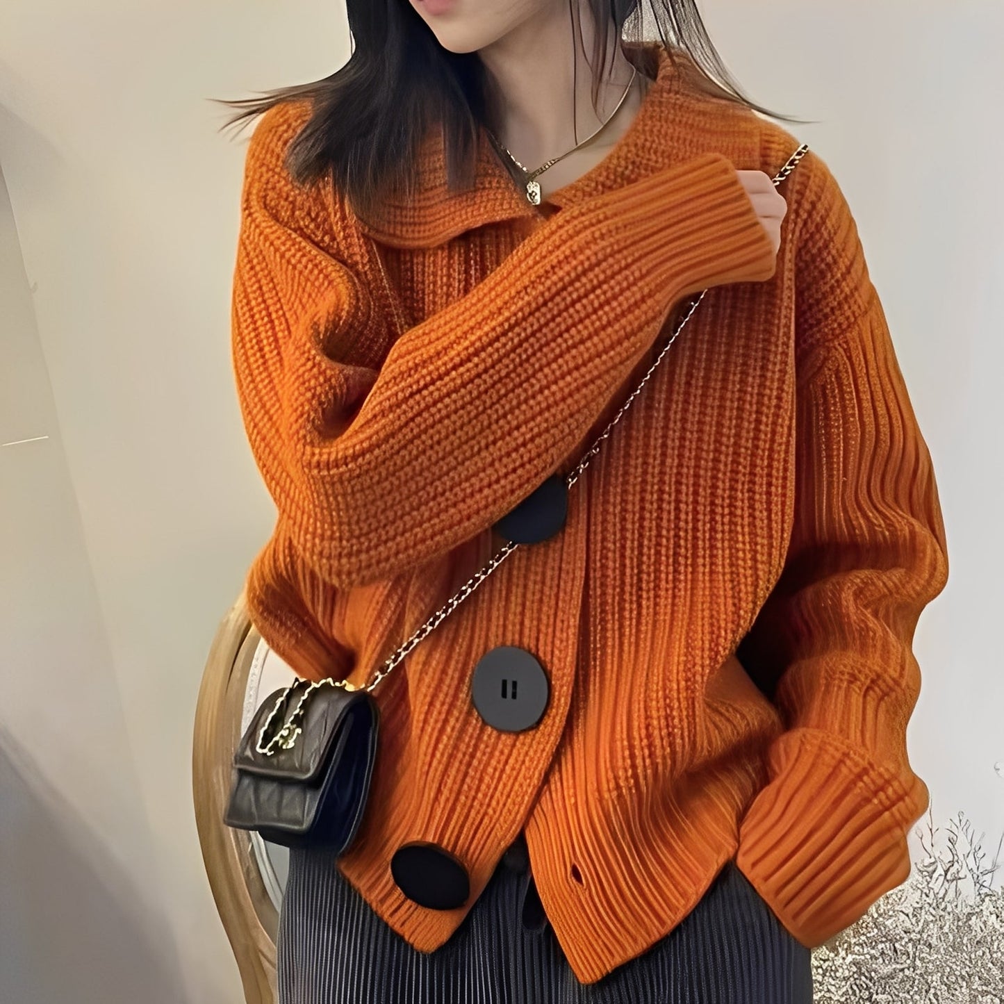 Stilzeits | modischer Cardigan mit großen Knöpfen für Frauen