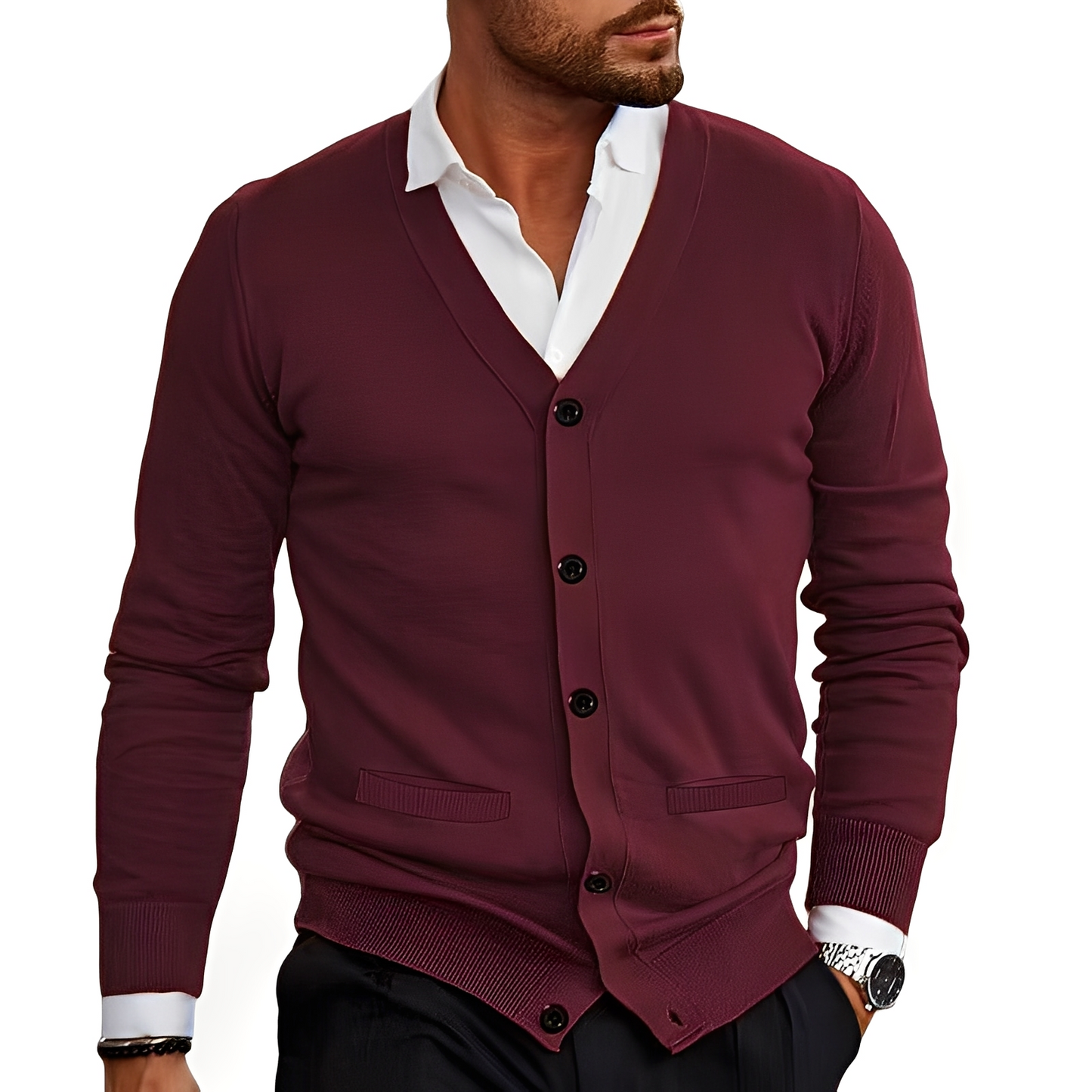 Stilzeits | Eleganter Cardigan mit Knopfblende für Herren