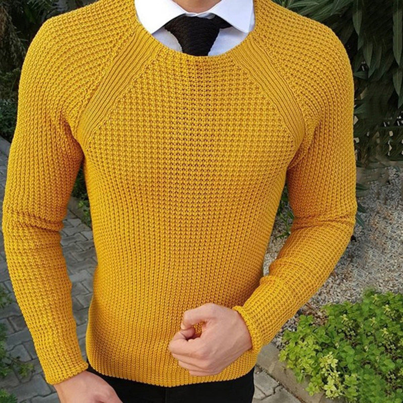 Herren Feinstrickpullover mit strukturiertem Wellenmuster und Rundhalsausschnitt Stilzeits