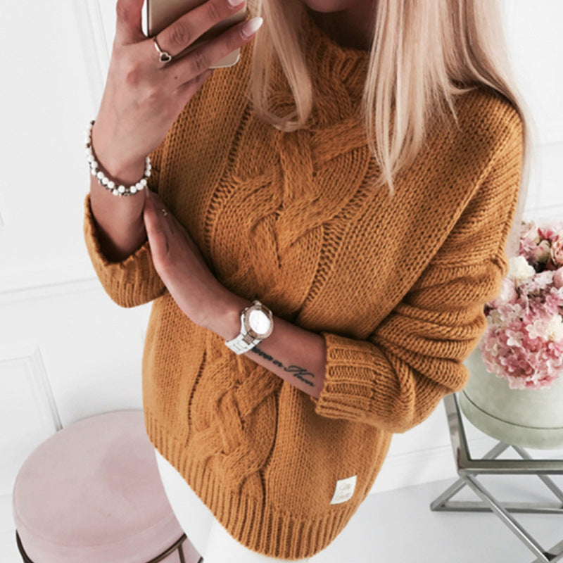 Damen Grobstrickpullover mit elegantem Zopfmuster und lässigem Schnitt Stilzeits
