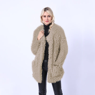 Damen Flauschiger Überwurf aus Kunstpelz Stilzeits