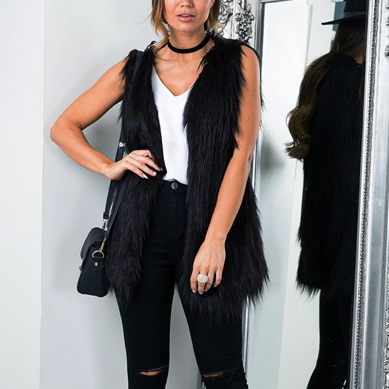 Damen Elegante Kunstfell Weste mit modischem Schnitt Stilzeits