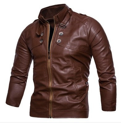 Herren modische Kunstlederjacke mit asymmetrischem Reißverschluss und Steppnähten Stilzeits