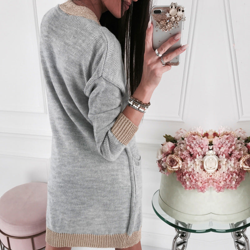 Damen Langarm Strickjacke mit edlen Kontrastdetails Stilzeits