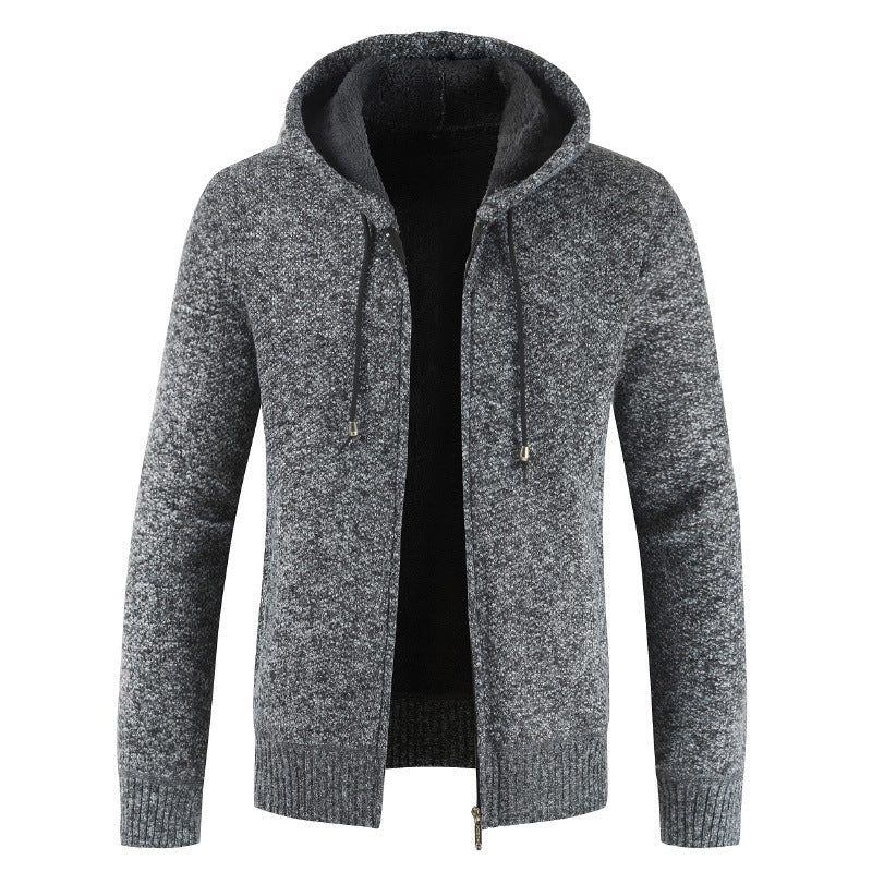 Herren moderne Strickjacke mit Kapuze und weichem Innenfutter Stilzeits
