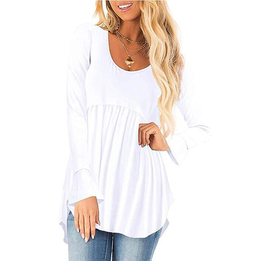 Damen weites Langarmshirt mit asymmetrischem Saum und lässigem Schnitt Stilzeits