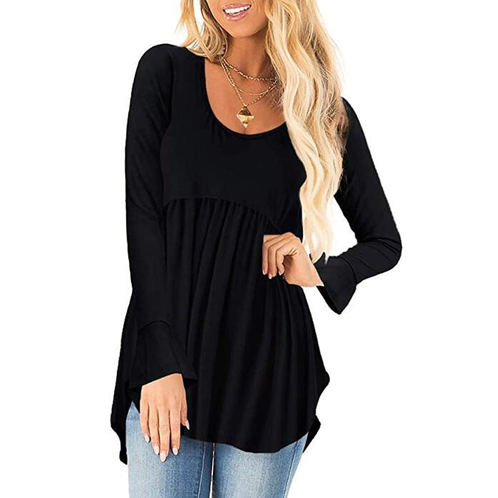 Damen weites Langarmshirt mit asymmetrischem Saum und lässigem Schnitt Stilzeits