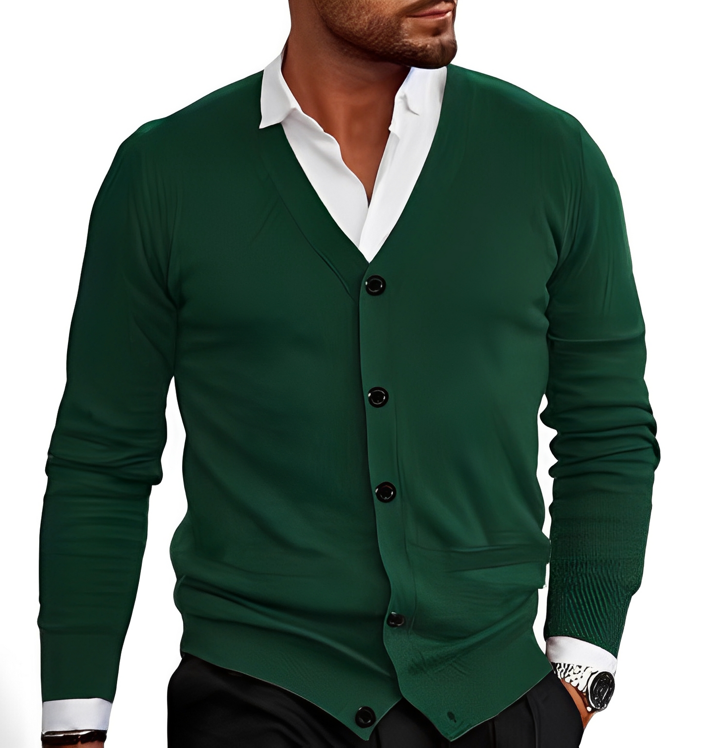 Stilzeits | Eleganter Cardigan mit Knopfblende für Herren